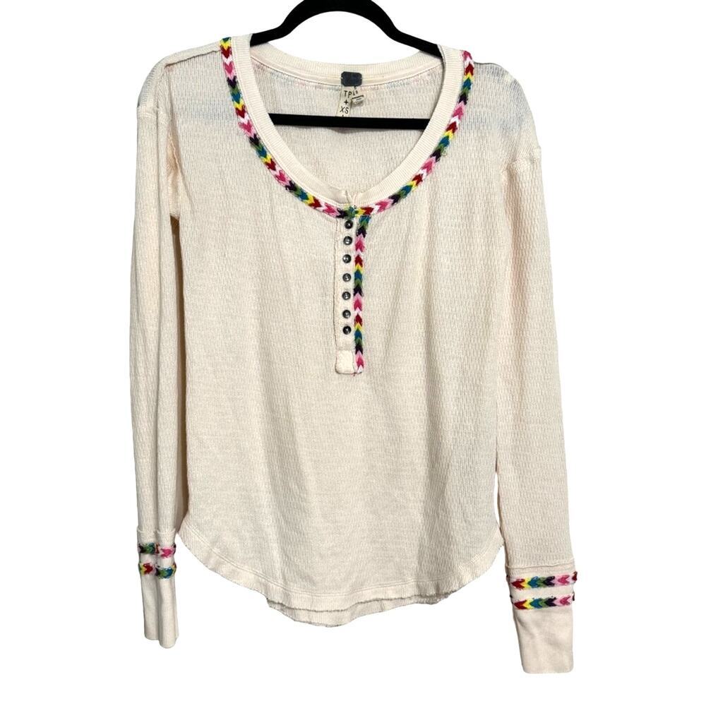 Free People Rainbow Thermal Henley Size XS - Picture 1 of 5